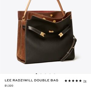 Tory Burch Lee Radziwill Black and Brown Shoulder Bag